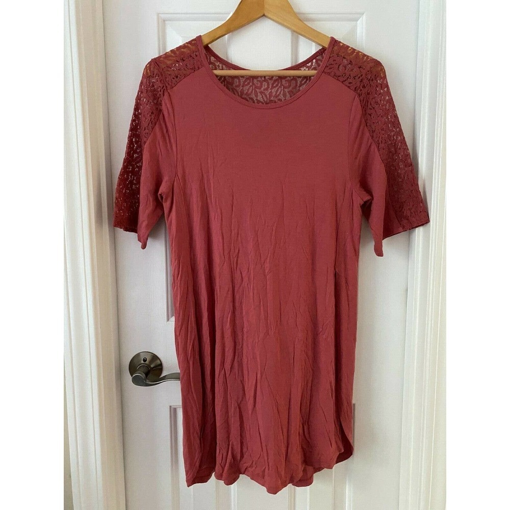 Old Navy Tunic LARGE TALL Short Sleeves Relaxed Fit Lace Detail Rust NEW